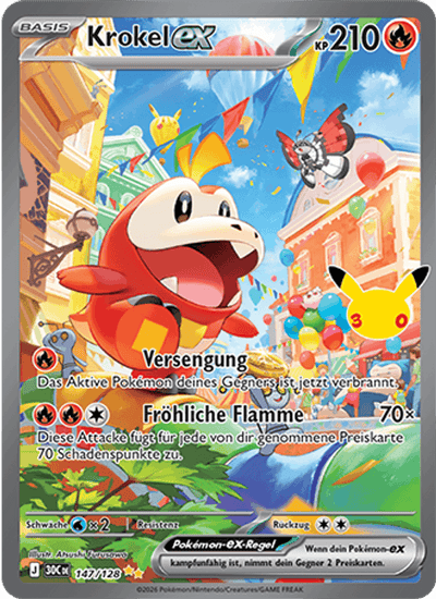 Krokel-ex 147/128 30th Celebration Pokémon Karte