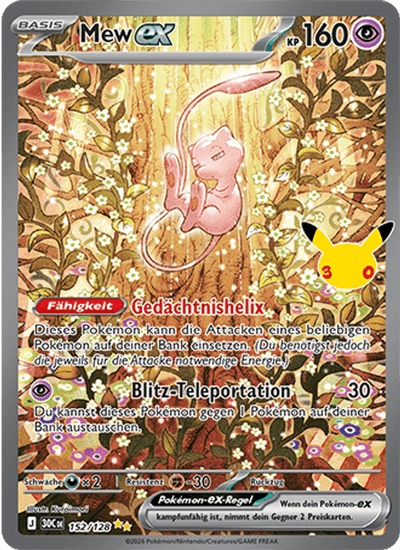 Mew-ex 152/128 30th Celebration Pokémon Karte