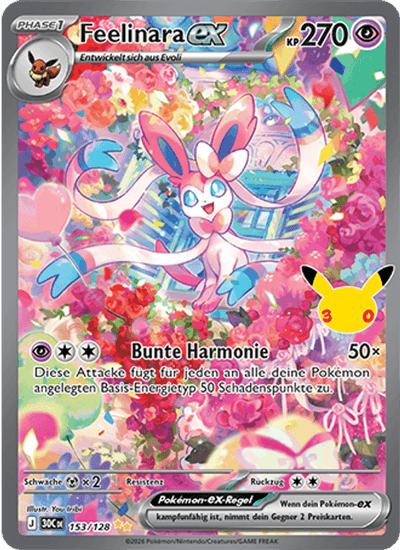 Feelinara-ex 153/128 30th Celebration Pokémon Karte