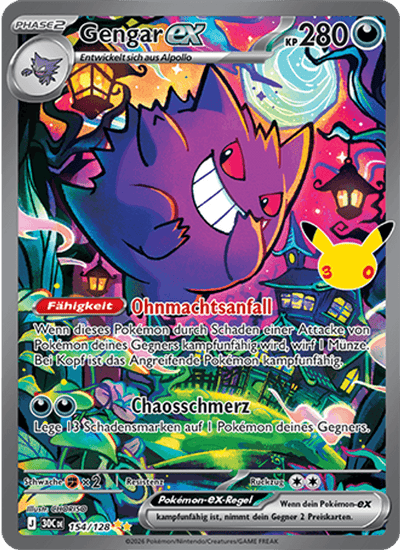 Gengar-ex 154/128 30th Celebration Pokémon Karte