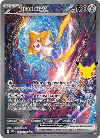 Jirachi-ex 155/128 30th Celebration Pokémon Karte