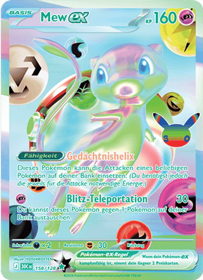 Mew-ex 158/128 30th Celebration Pokémon Karte
