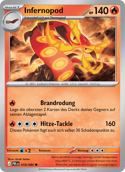 Infernopod 010/084 Dunkelnacht Pokémon Karte