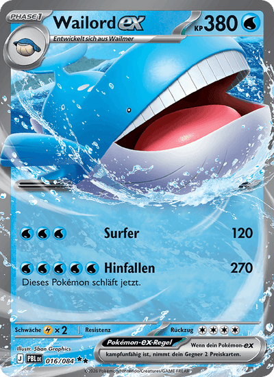 Wailord-ex 016/084 Dunkelnacht Pokémon Karte