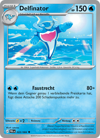 Delfinator 022/084 Dunkelnacht Pokémon Karte