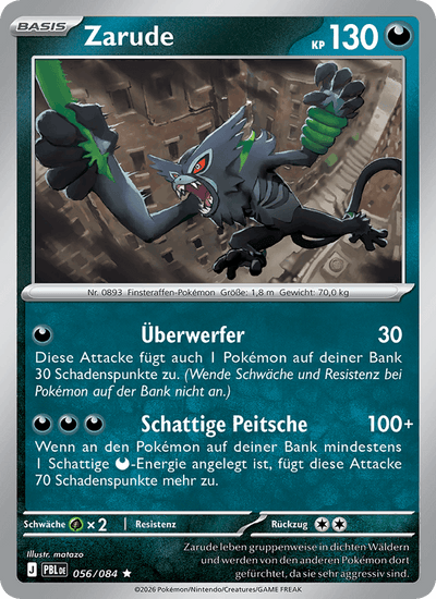 Zarude 056/084 Dunkelnacht Pokémon Karte