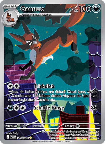 Gaunux 092/084 Dunkelnacht Pokémon Karte