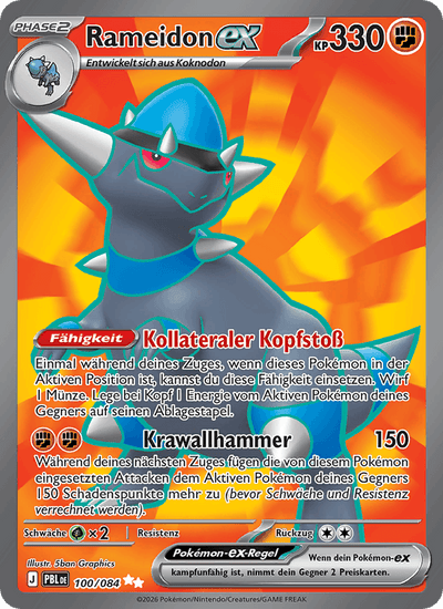 Rameidon-ex 100/084 Dunkelnacht Pokémon Karte