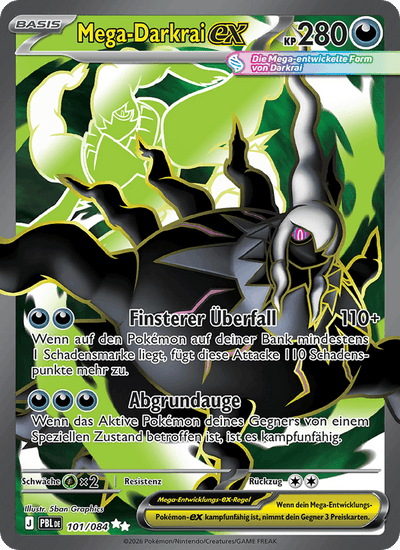Mega-Darkrai-ex 101/084 Dunkelnacht Pokémon Karte