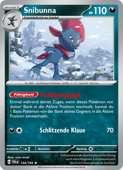 Snibunna 134/193 Entwicklungen in Paldea Pokémon Karte