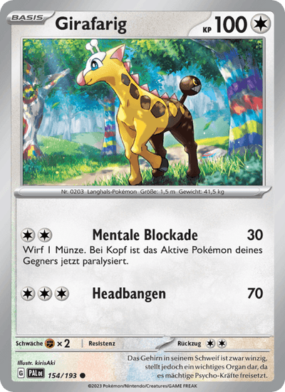 Girafarig 154/193 Entwicklungen in Paldea Pokémon Karte