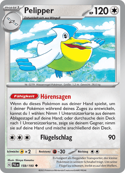 Pelipper 159/193 Entwicklungen in Paldea Pokémon Karte