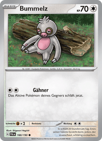 Bummelz 160/193 Entwicklungen in Paldea Pokémon Karte