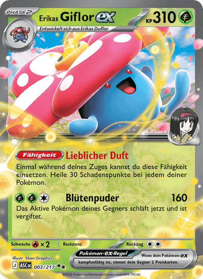 Erikas Giflor-ex 003/217 Erhabene Helden Pokémon Karte