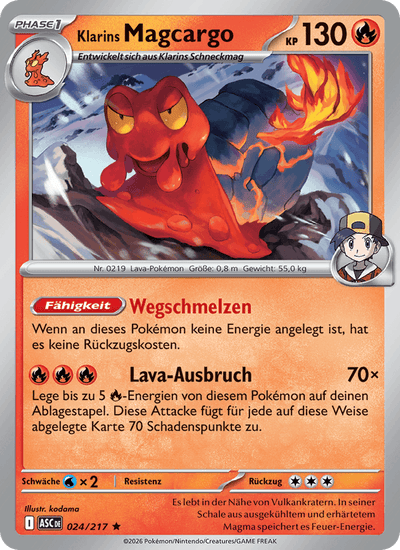 Klarins Magcargo 024/217 Erhabene Helden Pokémon Karte