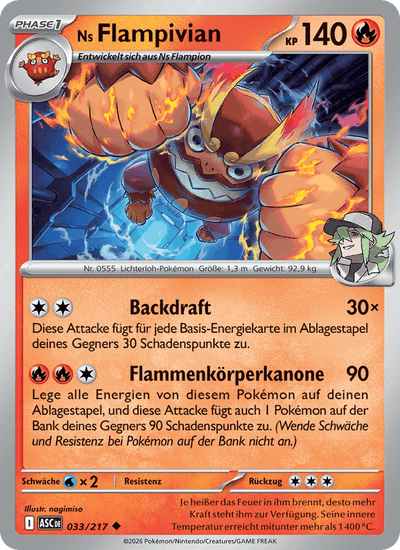 Ns Flampivian 033/217 Erhabene Helden Pokémon Karte