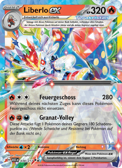 Liberlo-ex 038/217 Erhabene Helden Pokémon Karte