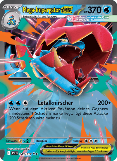 Mega-Impergator-ex 043/217 Erhabene Helden Pokémon Karte