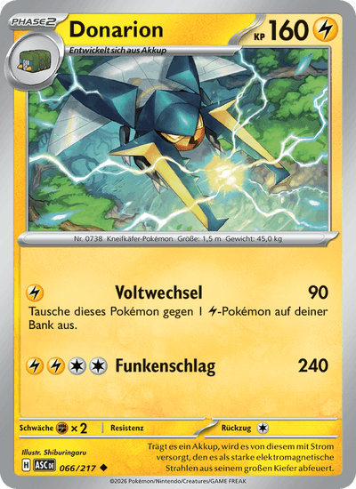 Donarion 066/217 Erhabene Helden Pokémon Karte
