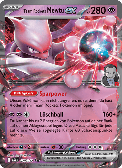 Team Rockets Mewtu-ex 079/217 Erhabene Helden Pokémon Karte