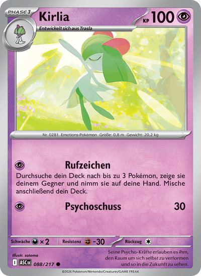 Kirlia 088/217 Erhabene Helden Pokémon Karte