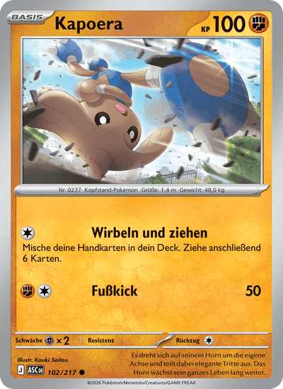 Kapoera 102/217 Erhabene Helden Pokémon Karte