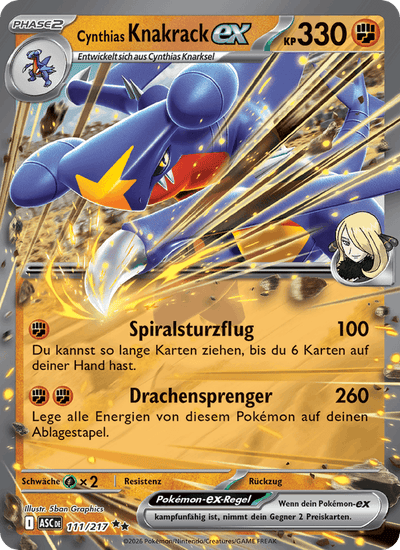 Cynthias Knakrack-ex 111/217 Erhabene Helden Pokémon Karte