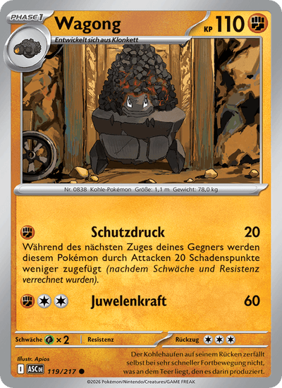 Wagong 119/217 Erhabene Helden Pokémon Karte