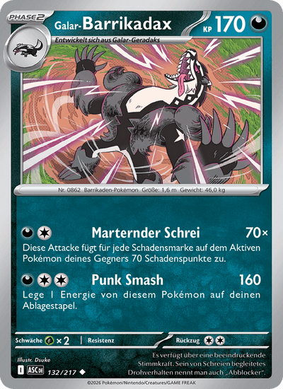 Galar-Barrikadax 132/217 Erhabene Helden Pokémon Karte