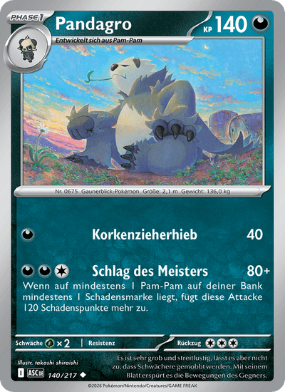Pandagro 140/217 Erhabene Helden Pokémon Karte