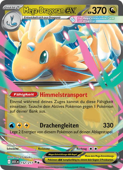 Mega-Dragoran-ex 152/217 Erhabene Helden Pokémon Karte