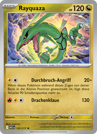 Rayquaza 153/217 Erhabene Helden Pokémon Karte