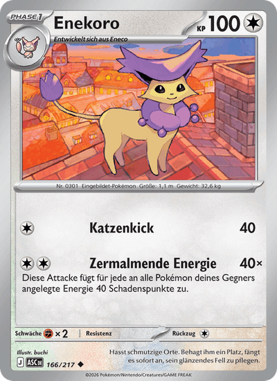 Enekoro 166/217 Erhabene Helden Pokémon Karte