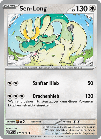 Sen-Long 176/217 Erhabene Helden Pokémon Karte