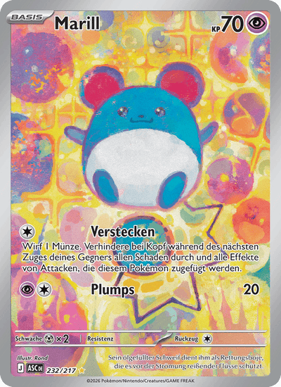 Marill 232/217 Erhabene Helden Pokémon Karte
