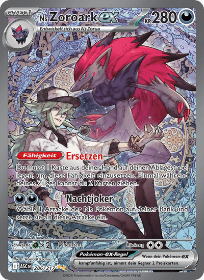 Ns Zoroark-ex 286/217 Erhabene Helden Pokémon Karte