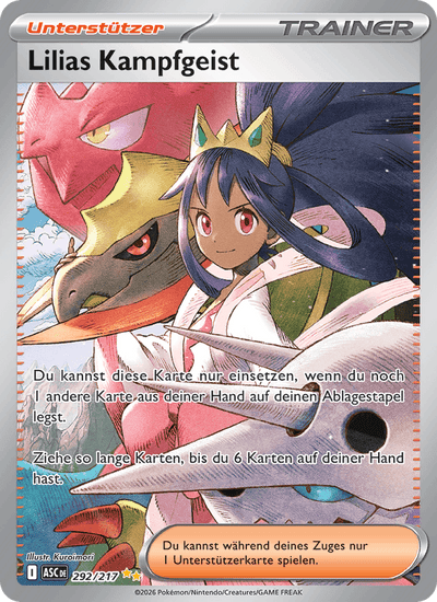 Lilias Kampfgeist 292/217 Erhabene Helden Pokémon Karte