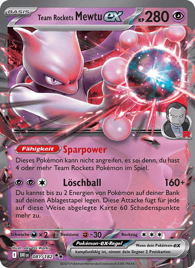 Team Rockets Mewtu-ex 081/182 Ewige Rivalen Pokémon Karte