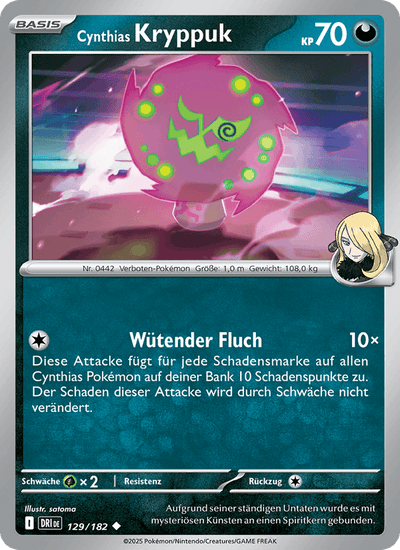 Cynthias Kryppuk 129/182 Ewige Rivalen Pokémon Karte