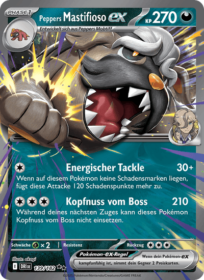 Peppers Mastifioso-ex 139/182 Ewige Rivalen Pokémon Karte