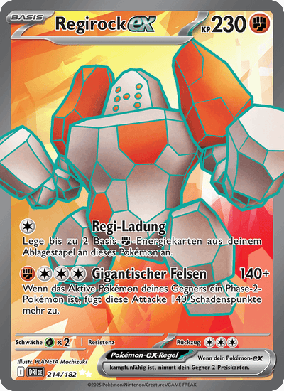 Regirock-ex 214/182 Ewige Rivalen Pokémon Karte