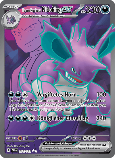 Team Rockets Nidoking-ex 216/182 Ewige Rivalen Pokémon Karte