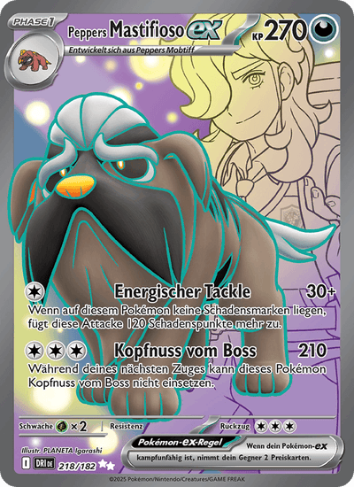 Peppers Mastifioso-ex 218/182 Ewige Rivalen Pokémon Karte