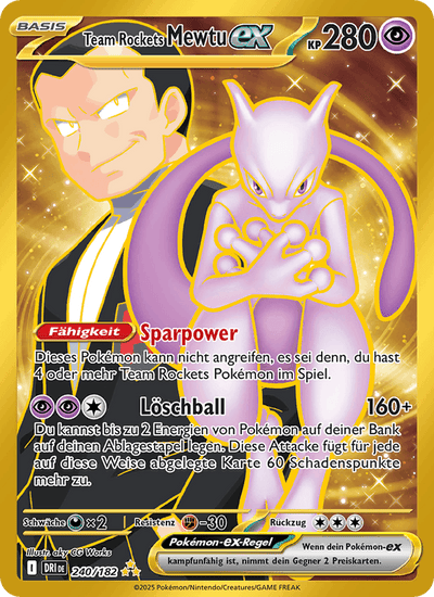 Team Rockets Mewtu-ex 240/182 Ewige Rivalen Pokémon Karte