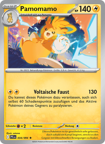 Pamomamo 034/094 Fatale Flammen Pokémon Karte