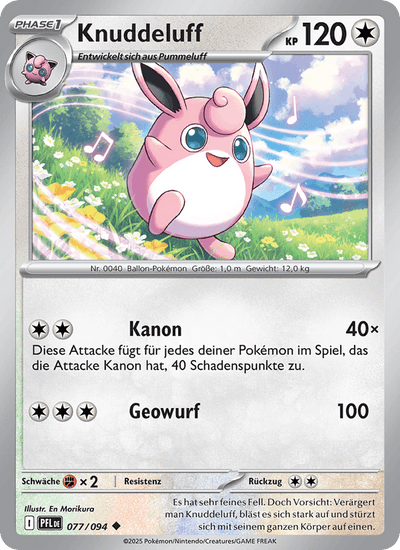 Knuddeluff 077/094 Fatale Flammen Pokémon Karte
