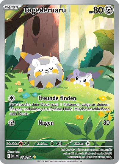 Togedemaru 104/094 Fatale Flammen Pokémon Karte