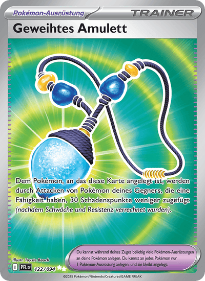 Geweihtes Amulett 122/094 Fatale Flammen Pokémon Karte
