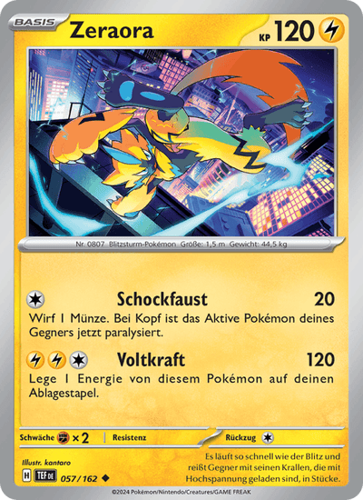 Zeraora 057/162 Gewalten der Zeit Pokémon Karte