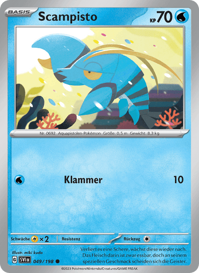 Scampisto 049/198 Karmesin & Purpur Pokémon Karte